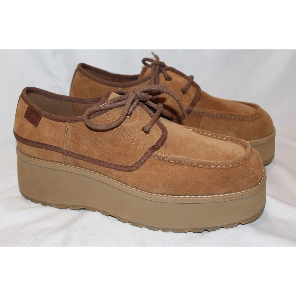 UGG WOMEN'S CHESTNUT WATER RESISTANT SUEDE CITYFUNC‎ PLATFORM SHOES NWOB